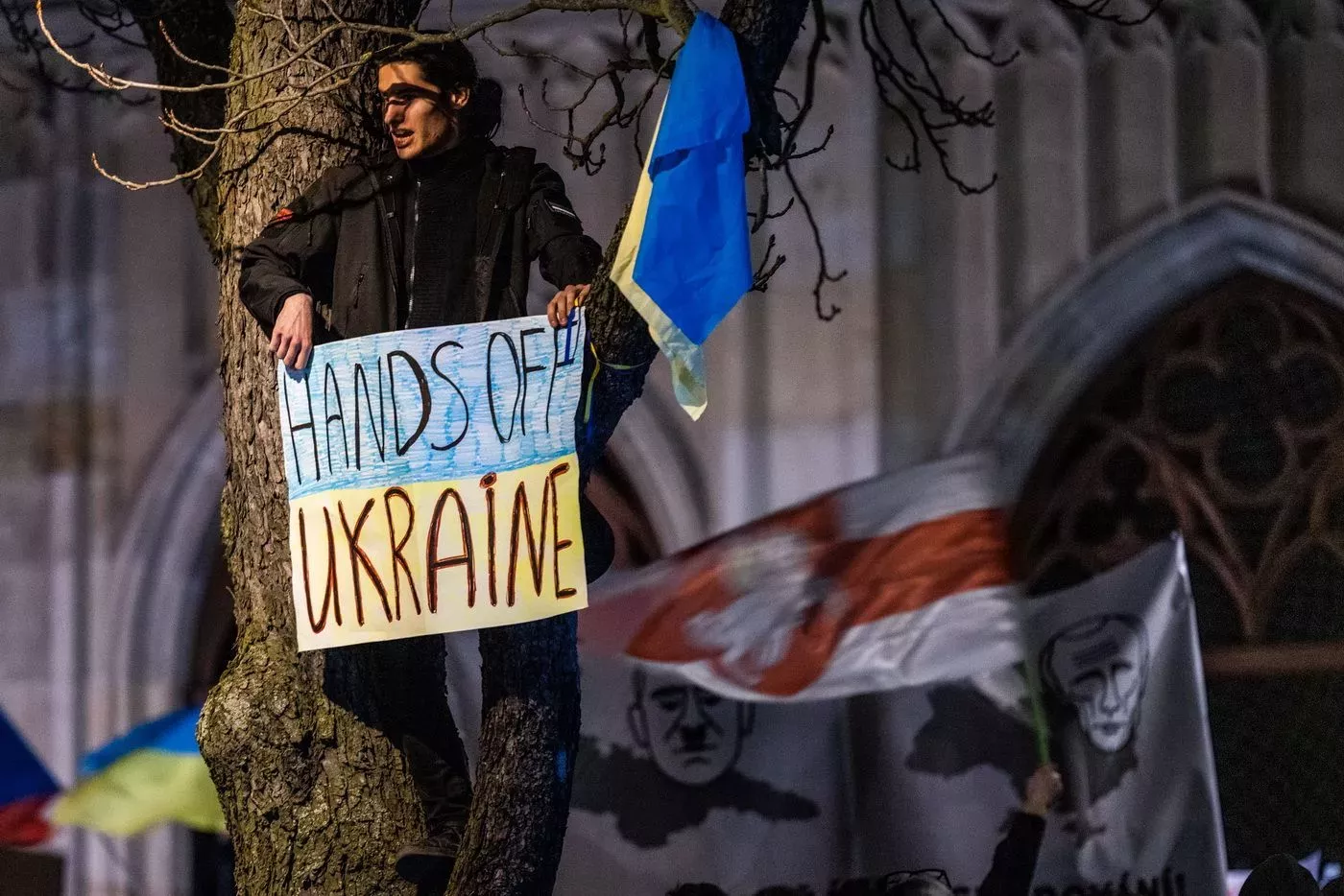 Demonstrace proti ruskému vpádu na Ukrajinu