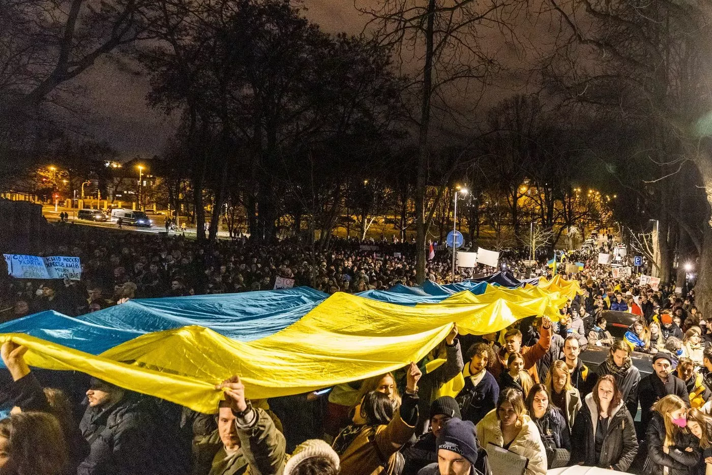 Demonstrace proti ruskému vpádu na Ukrajinu