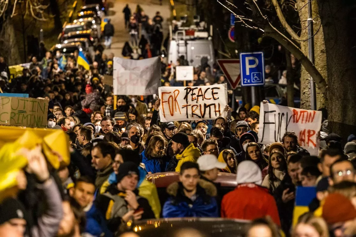 Demonstrace proti ruskému vpádu na Ukrajinu