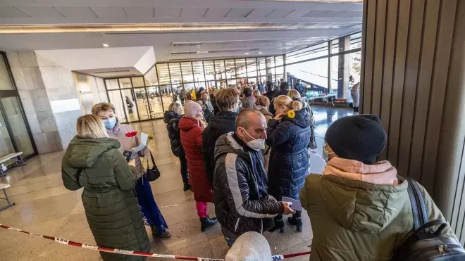 Uprchlíci z Ukrajiny se registrují v Česku, ilustrační fotografie.