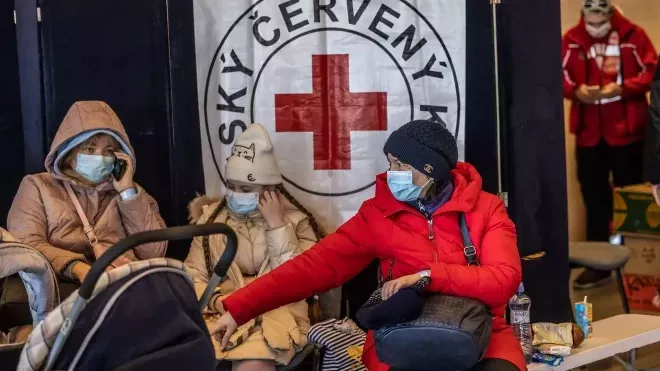 Uprchlíci z Ukrajiny se registrují v Česku.