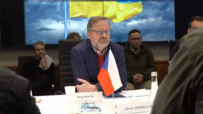 Petr Fiala na misi s premiéry Slovinska a Polska na Ukrajině (15.3.2022).