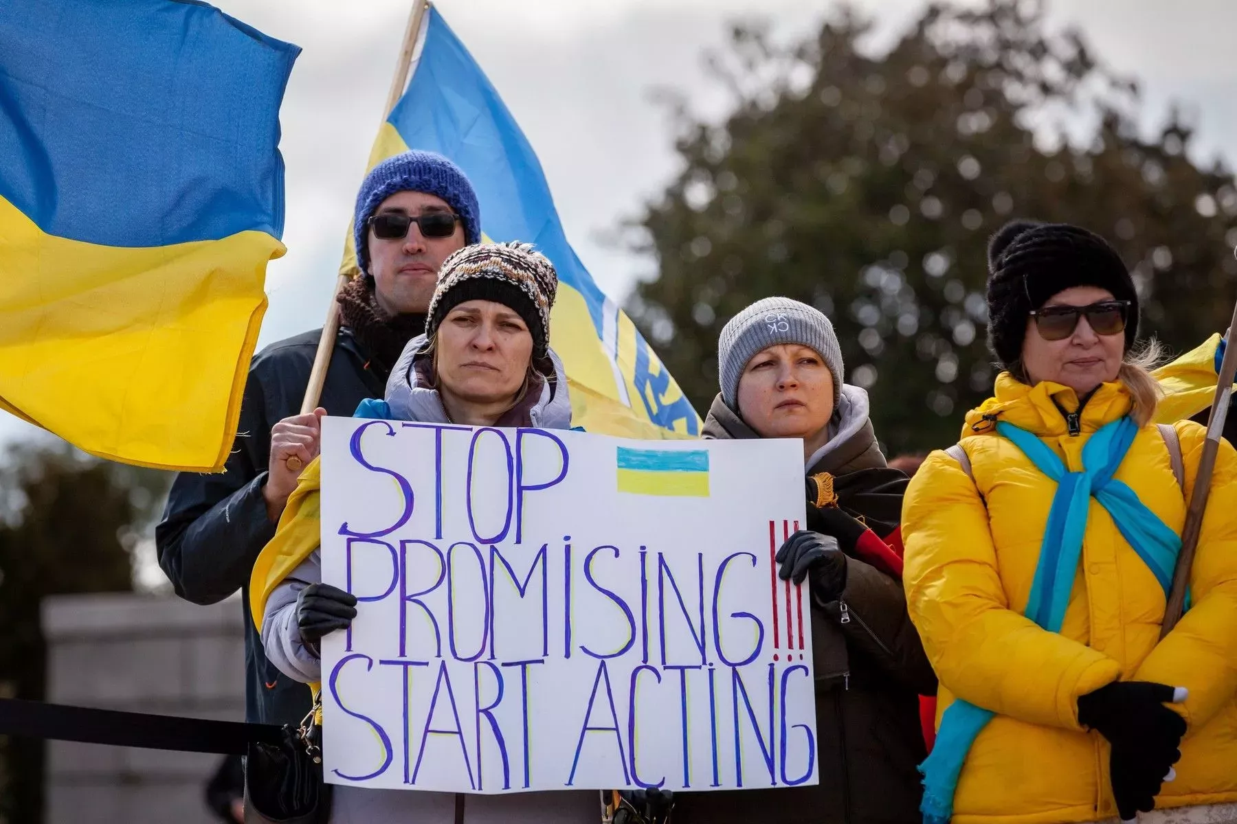 Protestovalo se proti válce na Ukrajině také v USA (27. března 2022).