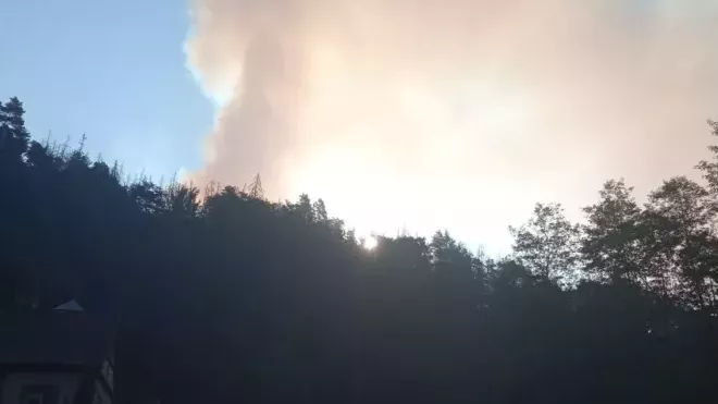 V Národním parku České Švýcarsko hoří les. (24.7.2022)