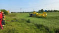 K nehodě na D2 přiletěl záchranářský vrtulník. (29.5.2023)